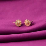 Crystal Floral Stud Earrings with Gold Finish for Women - Image 3