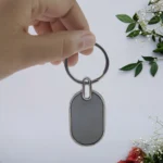 Elegant Black & Silver Oval Metal Keychain (1 Pc) - Image 3