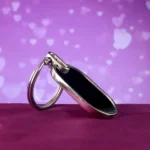 Elegant Black & Silver Oval Metal Keychain (1 Pc) - Image 2