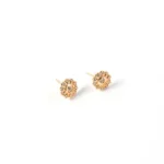 Crystal Floral Stud Earrings with Gold Finish for Women - Image 2