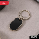 Elegant Black & Silver Oval Metal Keychain (1 Pc) - Image 4